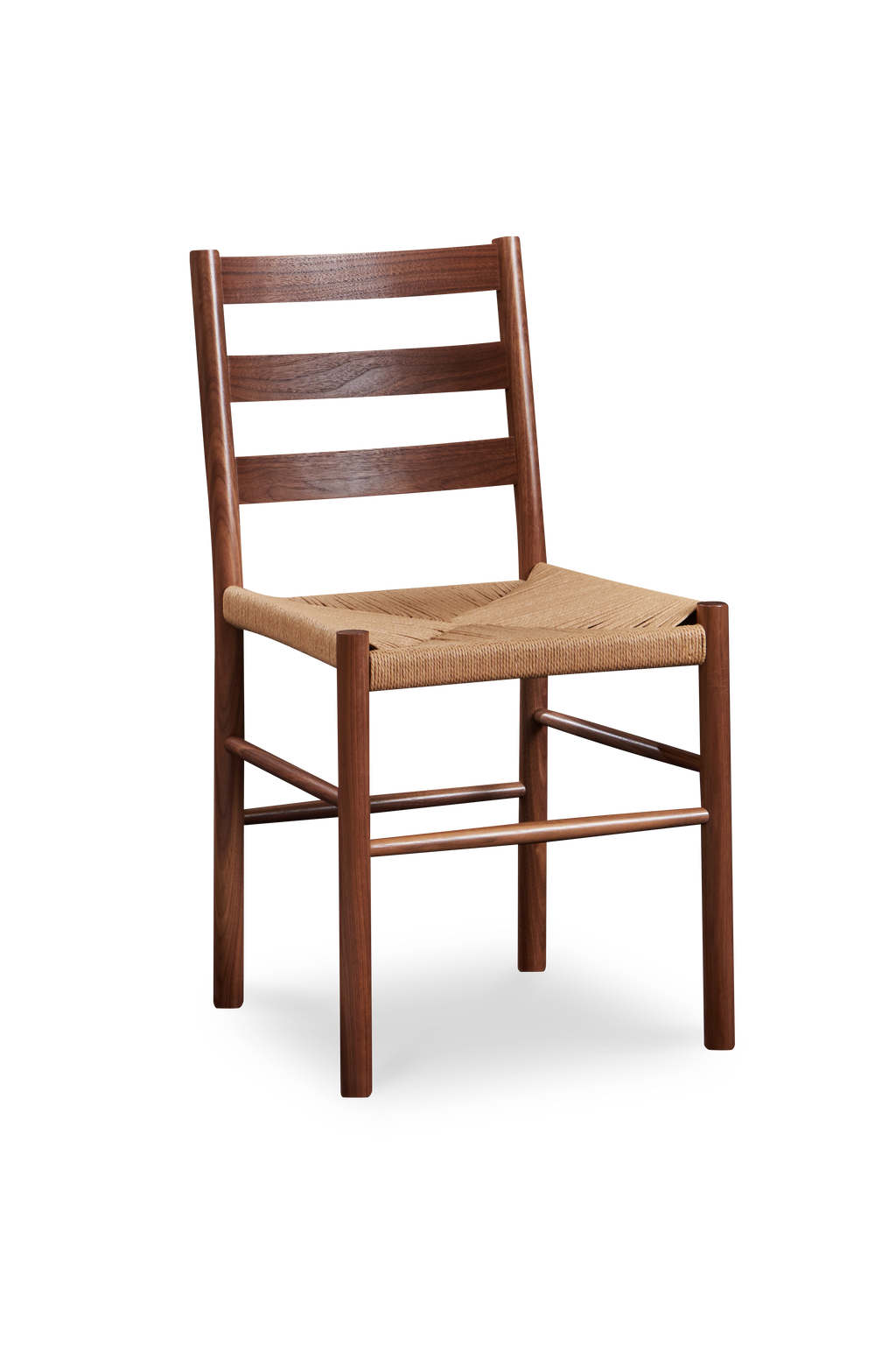 Knox ladder back Chair with woven Danish cord seat in walnut wood