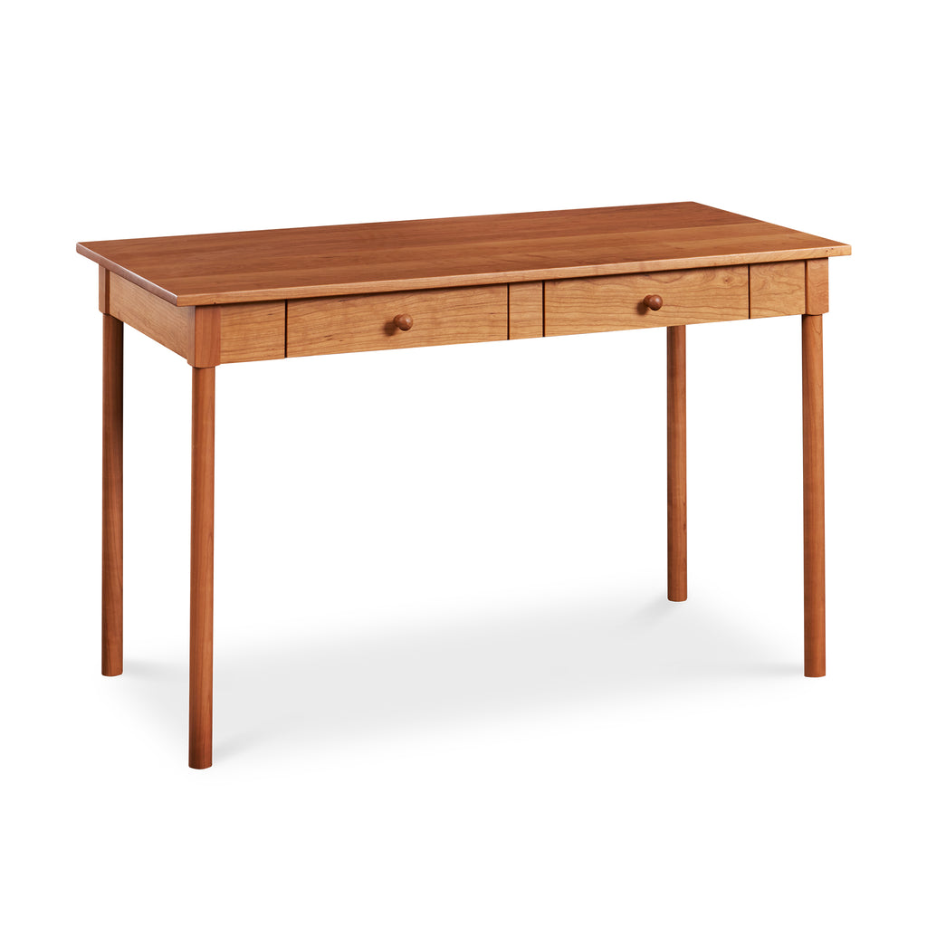 MS1 shaker inspired writing desk with two drawers and round legs in cherry wood