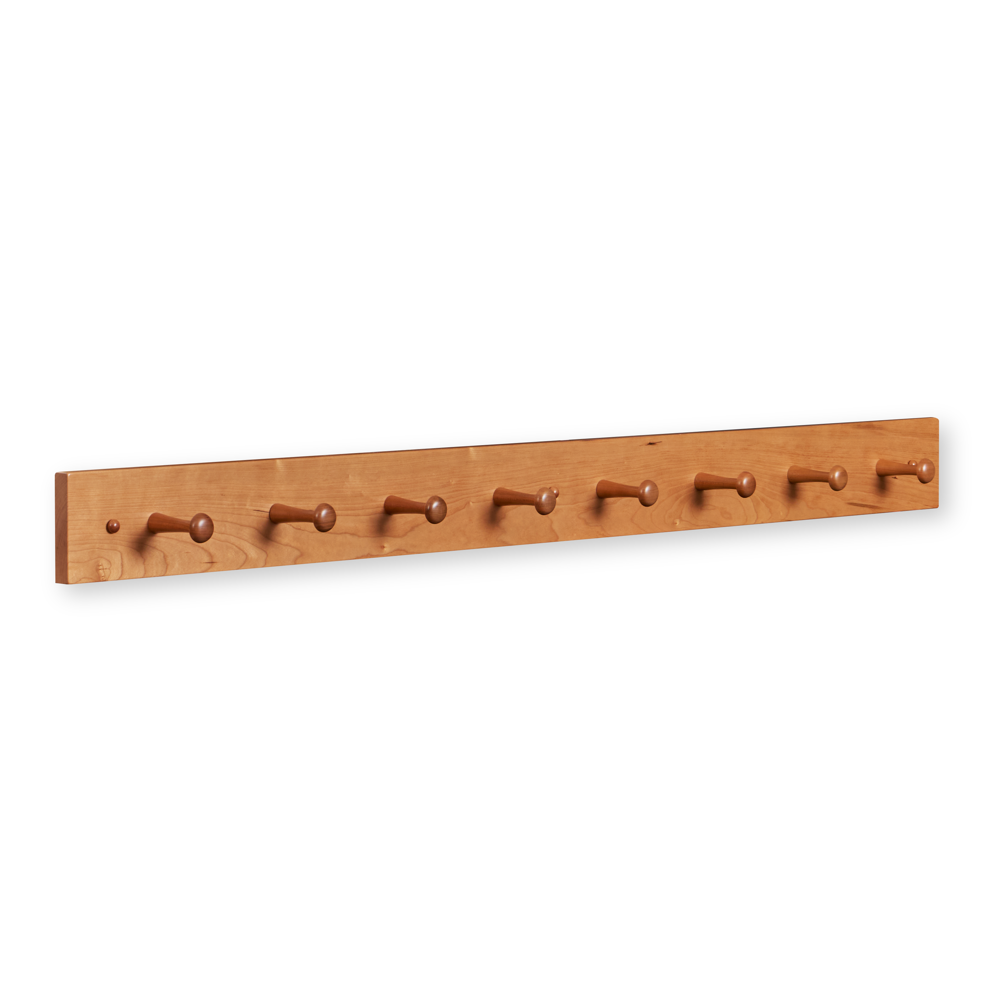 Cherry wood peg rack with 8 pegs