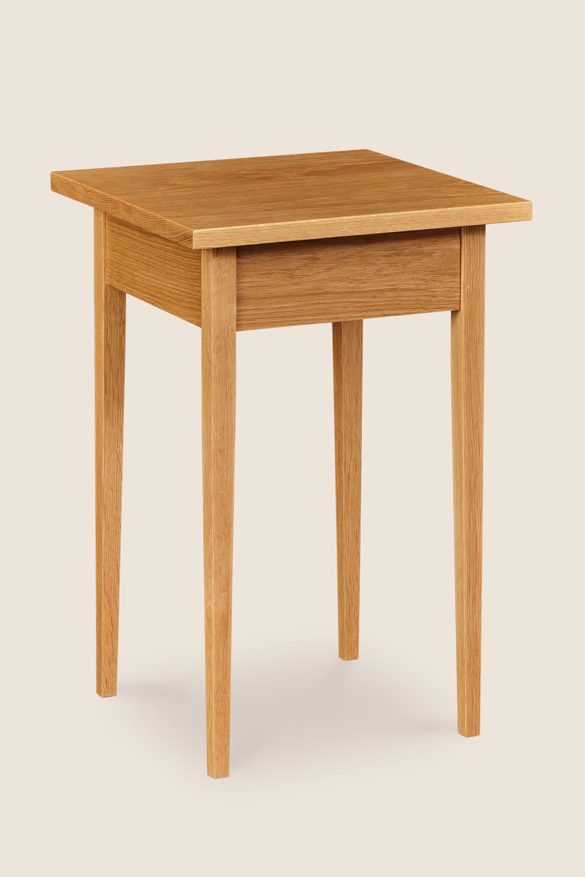 Simple Shaker style square side table in white oak