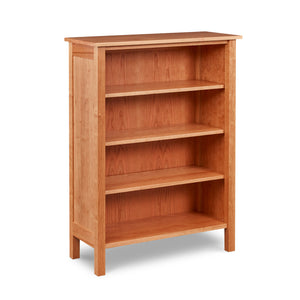 Four foot Shaker inspired solid cherry wood bookcase with four shelves, from Maine's Chilton Furniture Co.